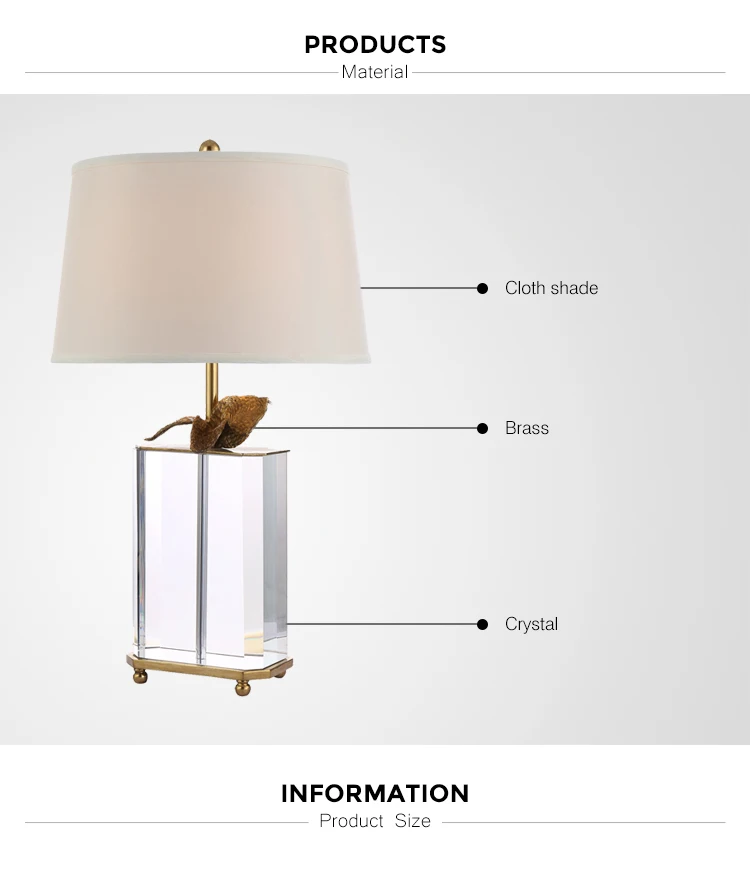 rectangle crystal table lamp gold
