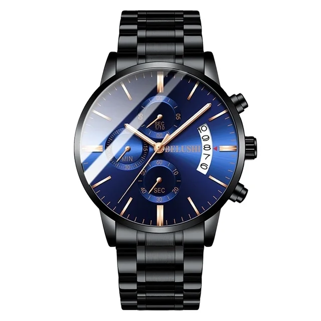 

BELUSHI 533 Men's Quartz Watch Chronograph Wristwatches Waterproof Clock Male Luminous Stainless Steel Relogio