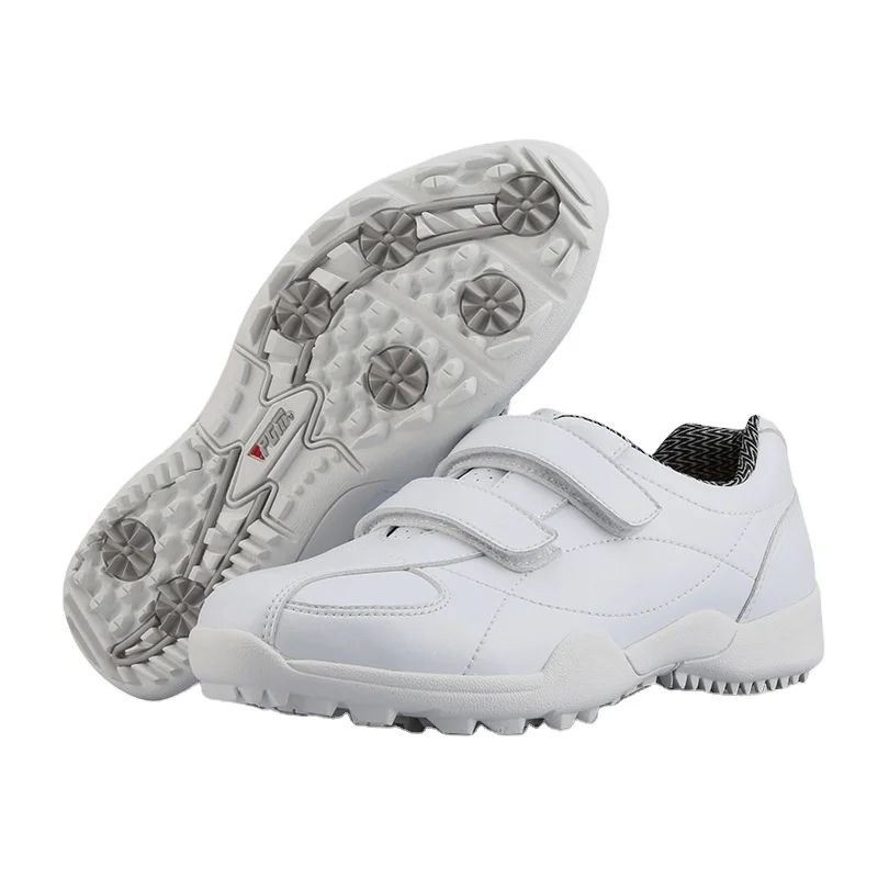 
China factory OEM quality warranty hook hoop white fit kids outdoor golf shoes 