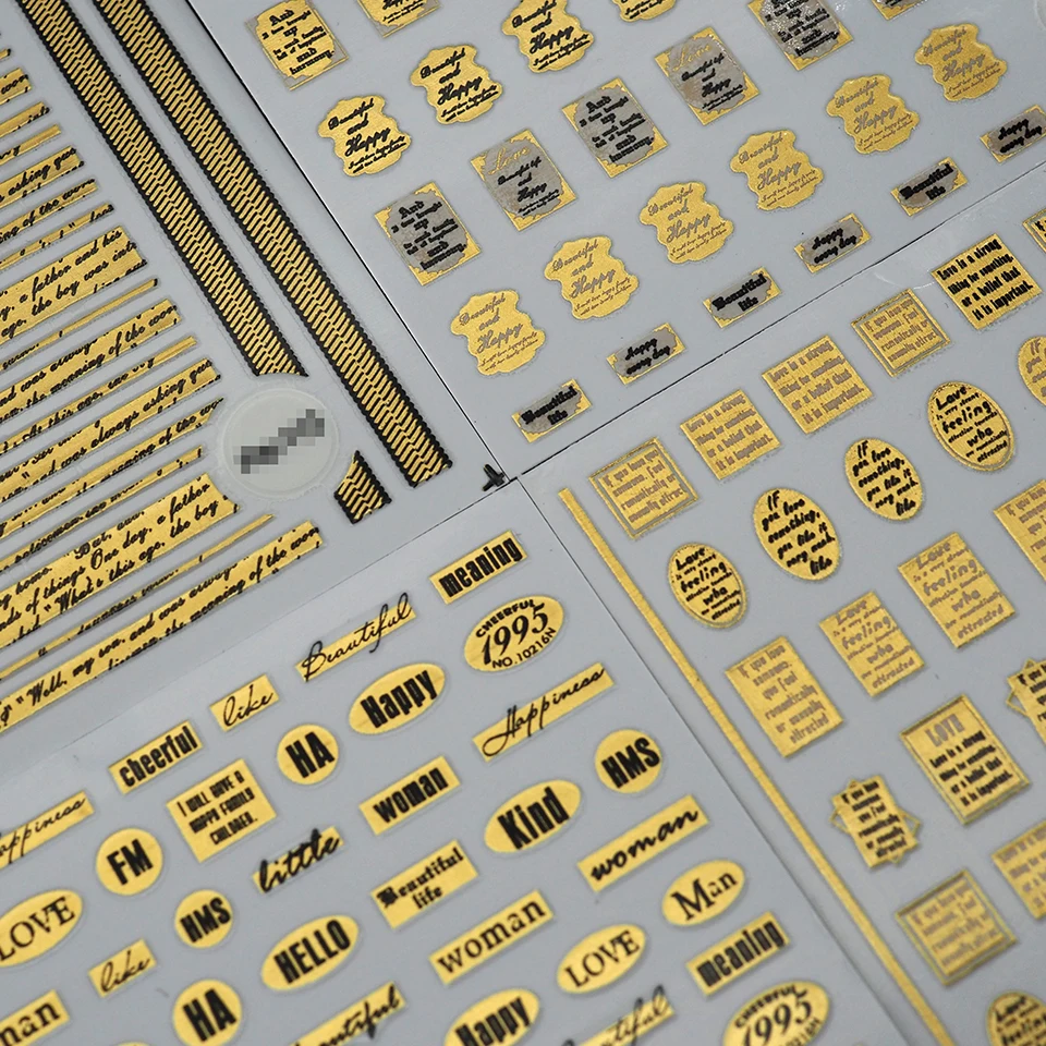 

Hot Stamping Series Nail Stickers English Words Nail Seal Nail Jewelry