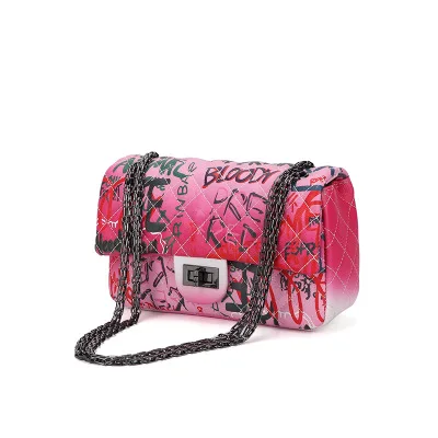

New luxury purse sac a main femme purse girls color print custom printed graffiti handbag ladies handbags women designer purses, Rainbow