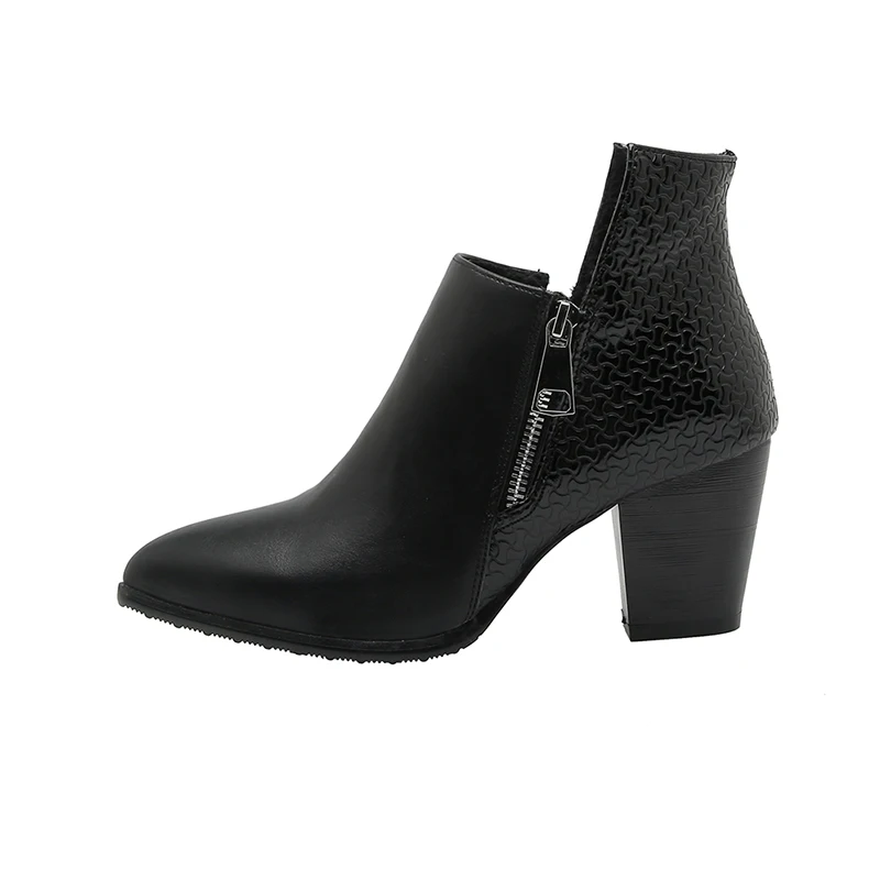 

Formal Women Ankle Autumn Square Heel Shoes Platform Casual Short Boots Fashion, Black