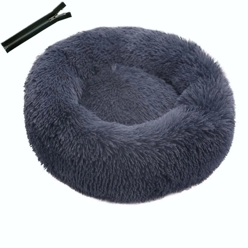 

Pet Bed Cat Litter Dog Kennel Plush Round Deep Sleeping Bed Warming With Removable Pad Pet Kennel Removable and Washable