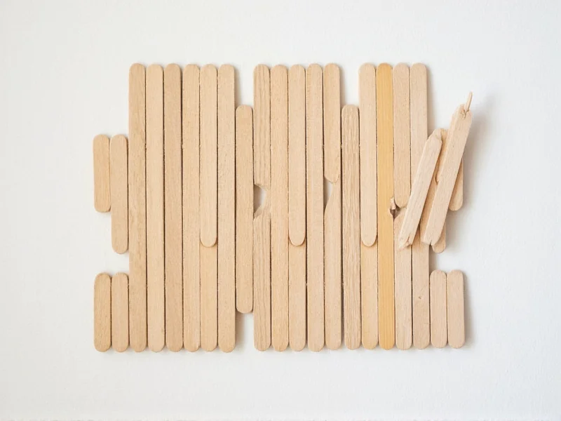 Minimalist popsicle stick wall art in geometric honeycomb pattern