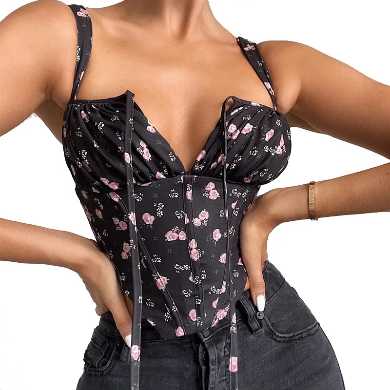

New Women's Fashion Fishbone Corset Camisole Women's Sense Spaghetti Strap Camisole Women, Picture color