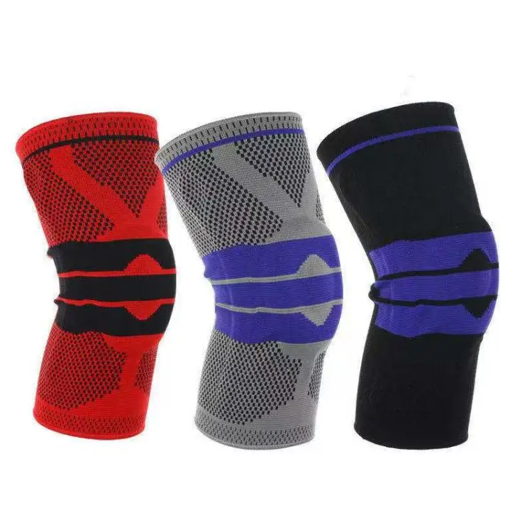 

Silica gel Pads Support Knee Brace Compression brace pads sleeve Wholesale knee sleeve support for volleyball, Balck red grey customized