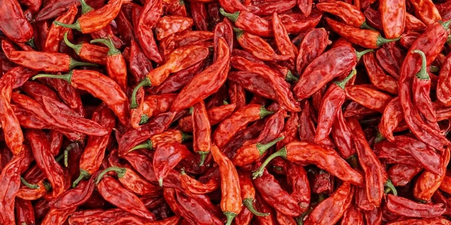 Assorted Dried Chili Peppers on Wooden Table