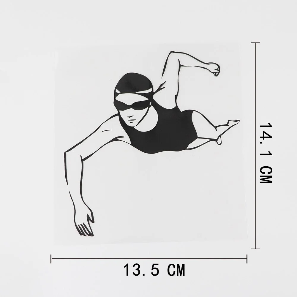 

13.5CMX14.1CM Sport Swimming Swimmer Woman decal Vinyl Car Sticker Laptop Suitcase Helmet Skateboard Sticker