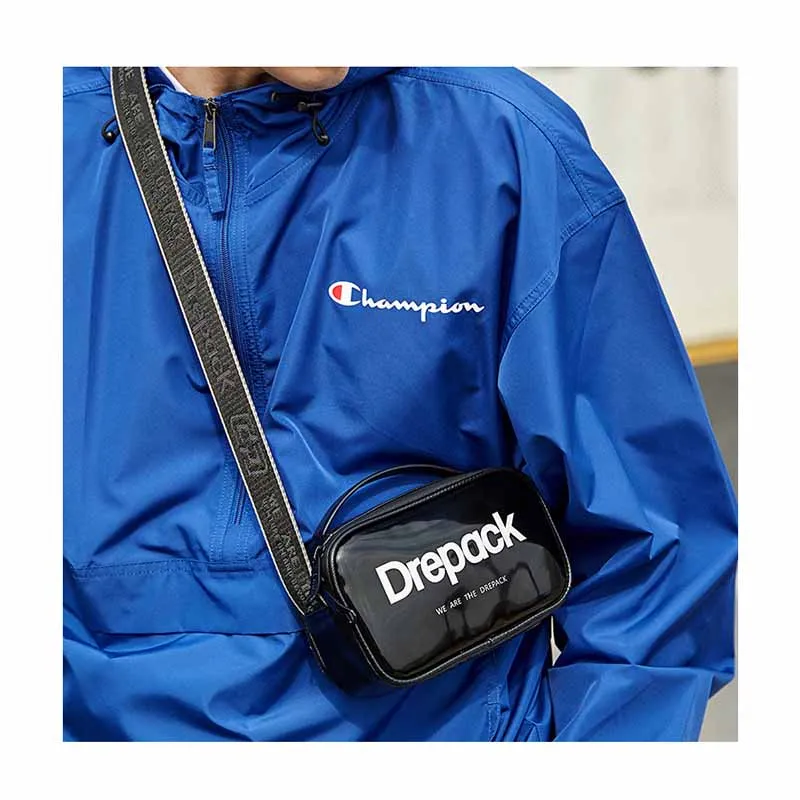 

Letter Printing Trendy PVC Water Resistant Young Boys Black Crossbody Bag Fashion Hip Hop Men Women Fashion Zipper Shoulder Bag