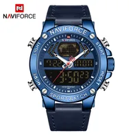 

NAVIFORCE 9164 Brand Luxury Watches Sport Digital Quartz Dual Time Clock Military Leather Waterproof Men Watch Relogio Masculino