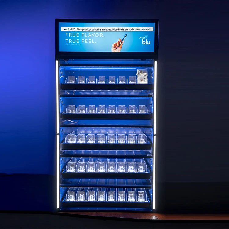 Classic Led Iron Free Flooring Design 5 Layers Metal Easy Open Closed Door Cigarette Display