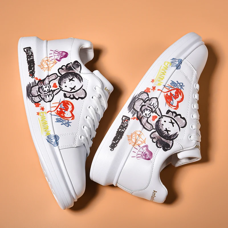 

UV printing series - men's shoes white shoes Customization of patterns and LOGO is acceptable fashion for men