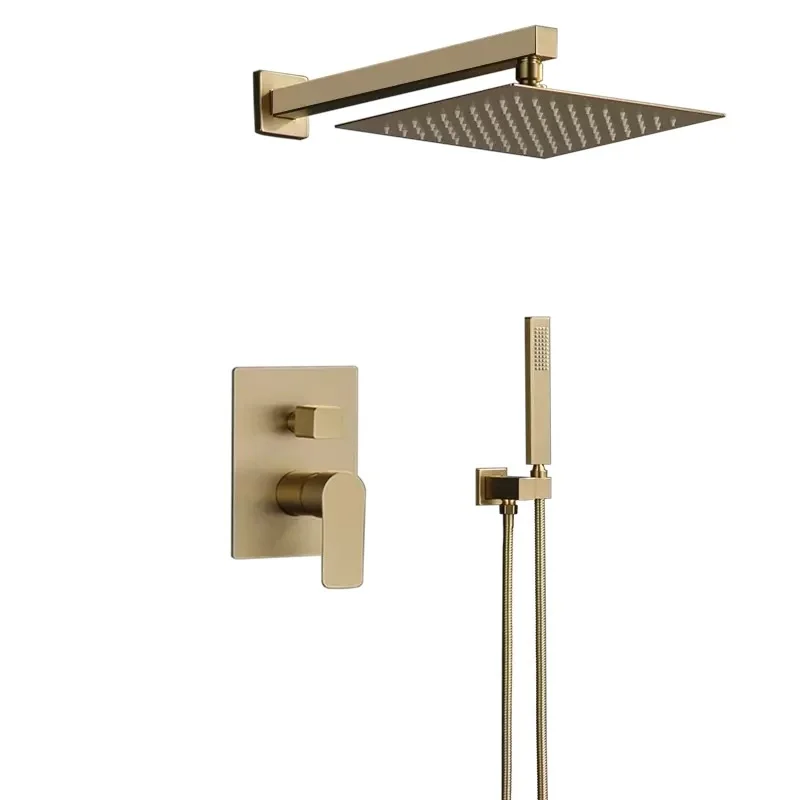 Kaiping Brushed Gold Shower Bathroom Wall Mounted Dual Functions Top