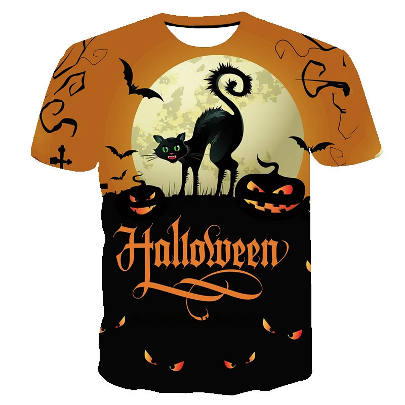

Jumbo Print Novelty Halloween Costume men's T-Shirt Funny Halloween Shirts For Women Kids Men Pumpkin Ghosts T-Shirt, Multi