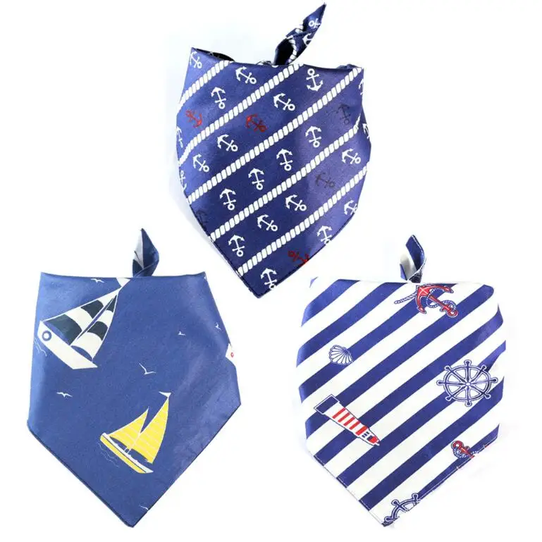 

Wholesale Designer Adjustable Custom Cloth Printed Pet Dog Cat Triangle Sublimation Scarf Collar, 3 color