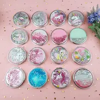 

Magic colorful quick sand cosmetic mirror ladies students folding double side pocket mirror acrylic mirror