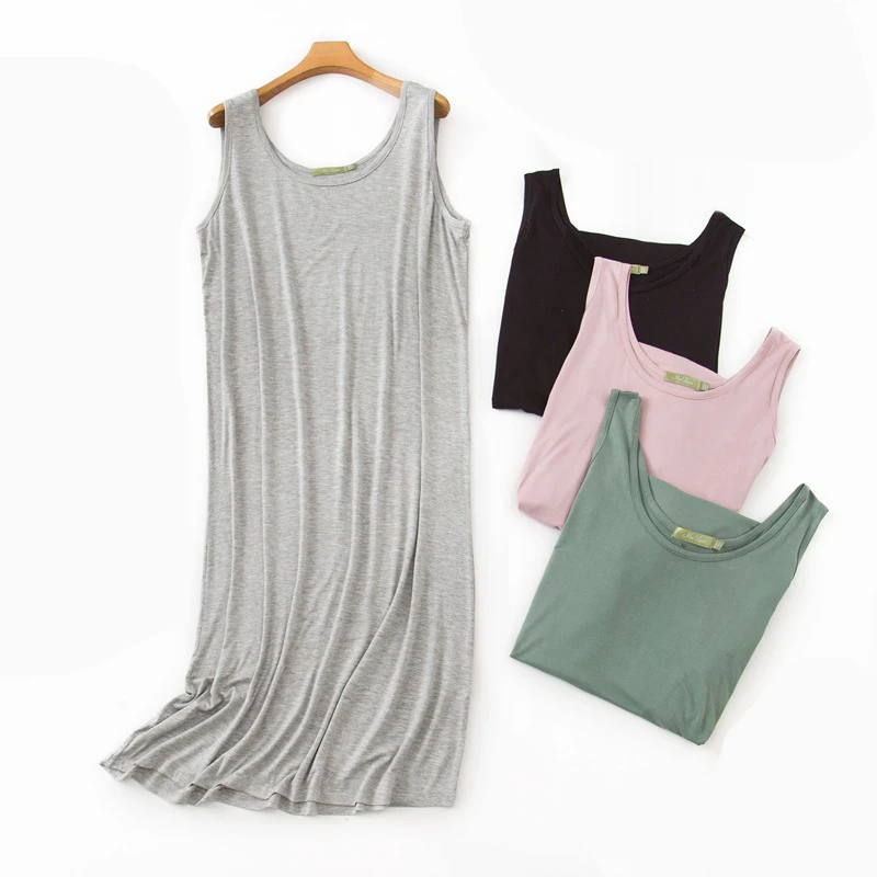

Ladies 2020 New Summer Casual Fashion Sleeveless Modal Pajamas Women Night Sleep Wear Dresses