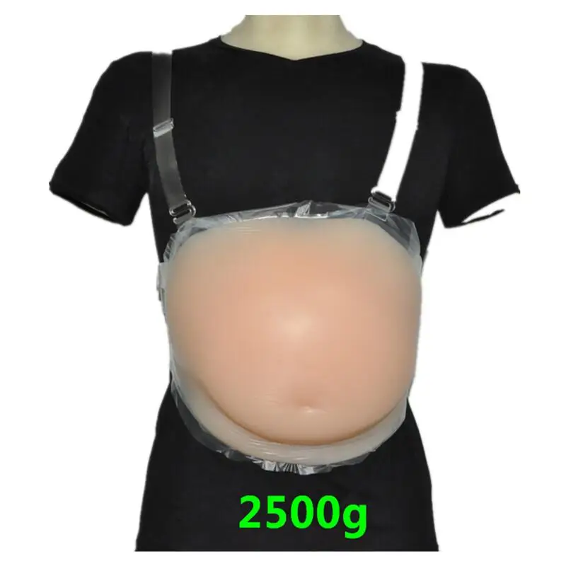 

New 100% Fake Pregnant Belly artificial belly stomach Silicone Tummy for men 2500g Women and Actors artificial stomach BR04, Nude
