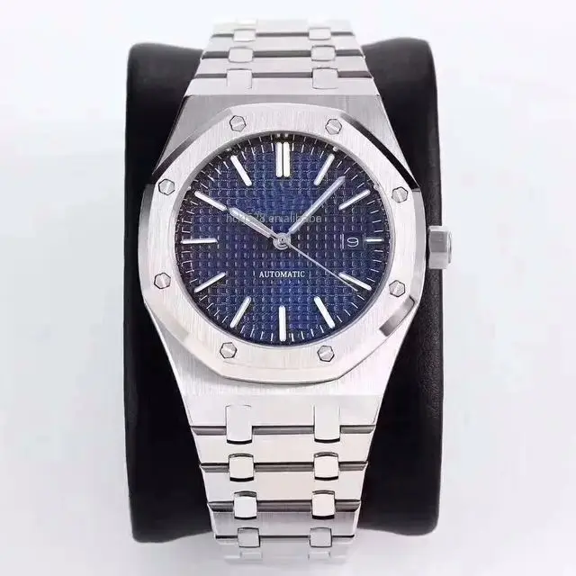 

Classic New Men Watch Stainless Steel Automatic Mechanical Silver Rose Gold Blue Black Royal Sapphire Back See Through Oaks