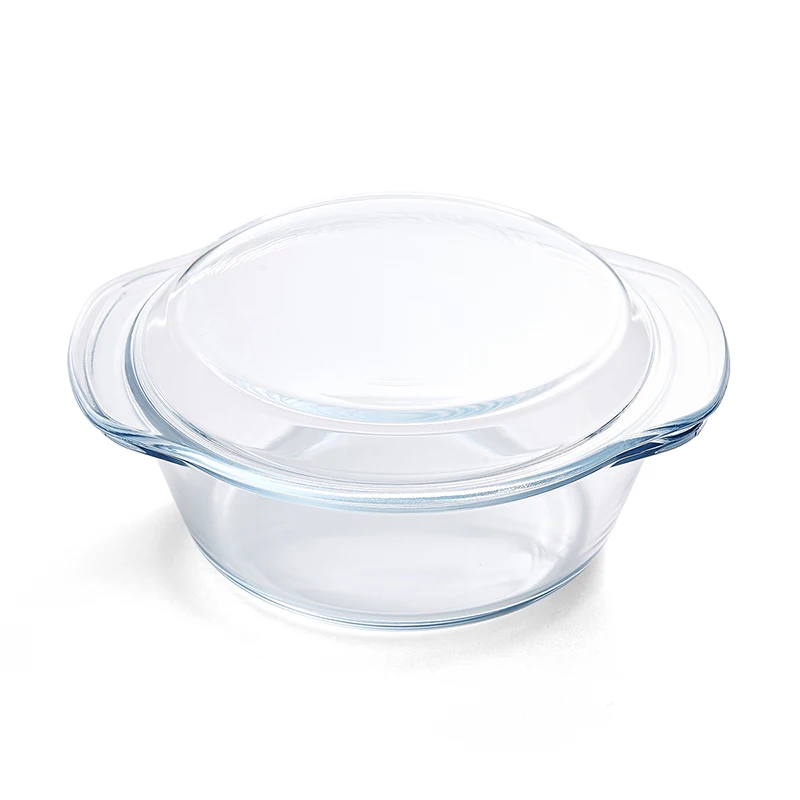 

Tempered glass bowl High temperature household Microwave soup bowl with lid large glass casserole with two ears