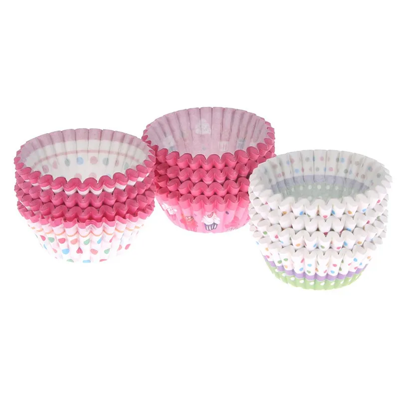 

100 Pcs Color Printing Cupcake Liner Baking Mold Greaseproof Paper Cupcake Muffin Cases Diy Cake Baking Cup Party Tray Mould, As photo