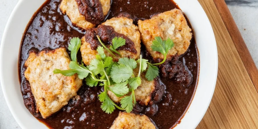 Side-by-side comparison of mole poblano and mole negro