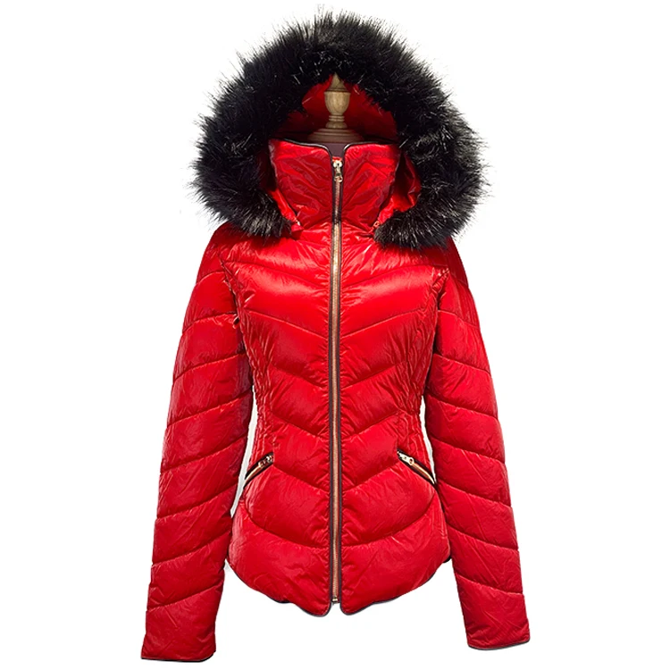 
New Fashion Fur Women Outdoor Down Jacket Lady Winter Hooded Padded Coat 