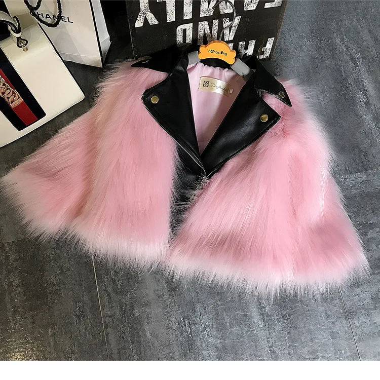 
European style winter fashion girls faux fox fur jacket kids fur coat 