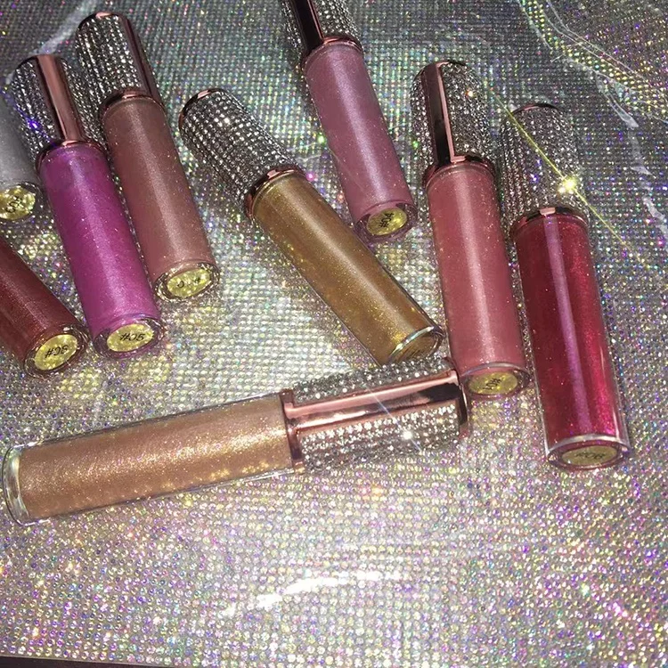 

Private label cosmetics makeup diamond tubes vegan lip gloss, Multi-colored
