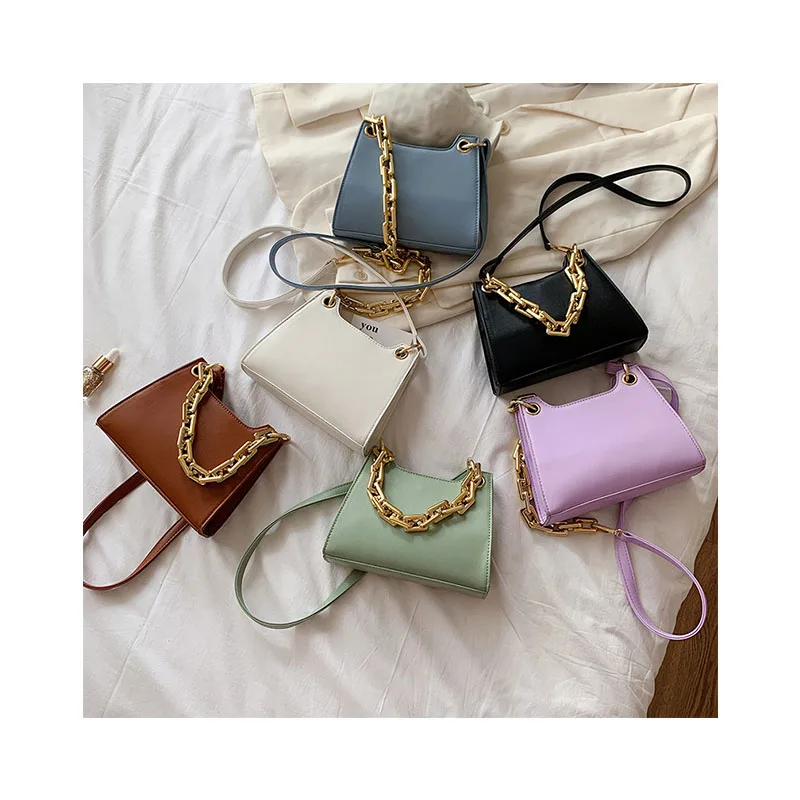 

Ins Acrylic Chain Luxury Hand Bags Women Trendy Solid Color Shoulder Bag Classic PU Small Flap Handbags Female Evening Purses