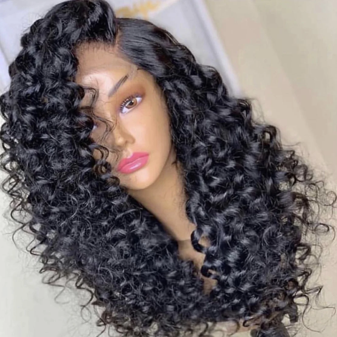 

Fake Scalp Human Hair Wig 13x6 Lace Front Wig Kinky Curly Indian Remy Hair Pre Plucked Bleached Knots for Black Women Deep Part