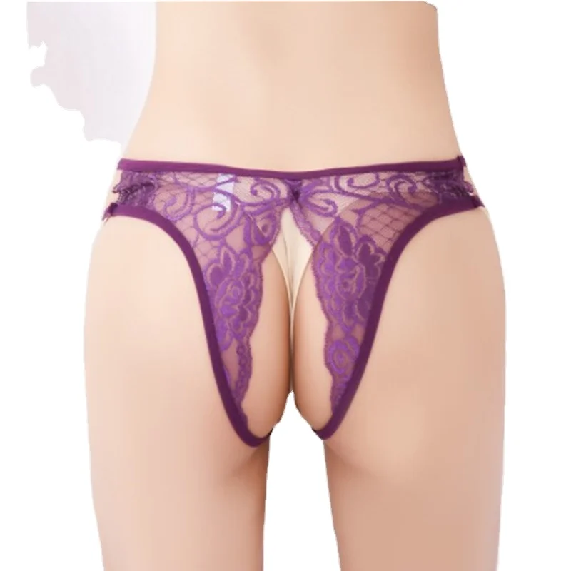 

Women Panties Open Crotch Sexy Lingerie Lace Transparent Briefs