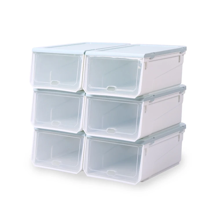 

Storage Box Organizer Rack Plastic Transparent Stackable Black Wholesale Shoe Boxes, Green/pink/grey