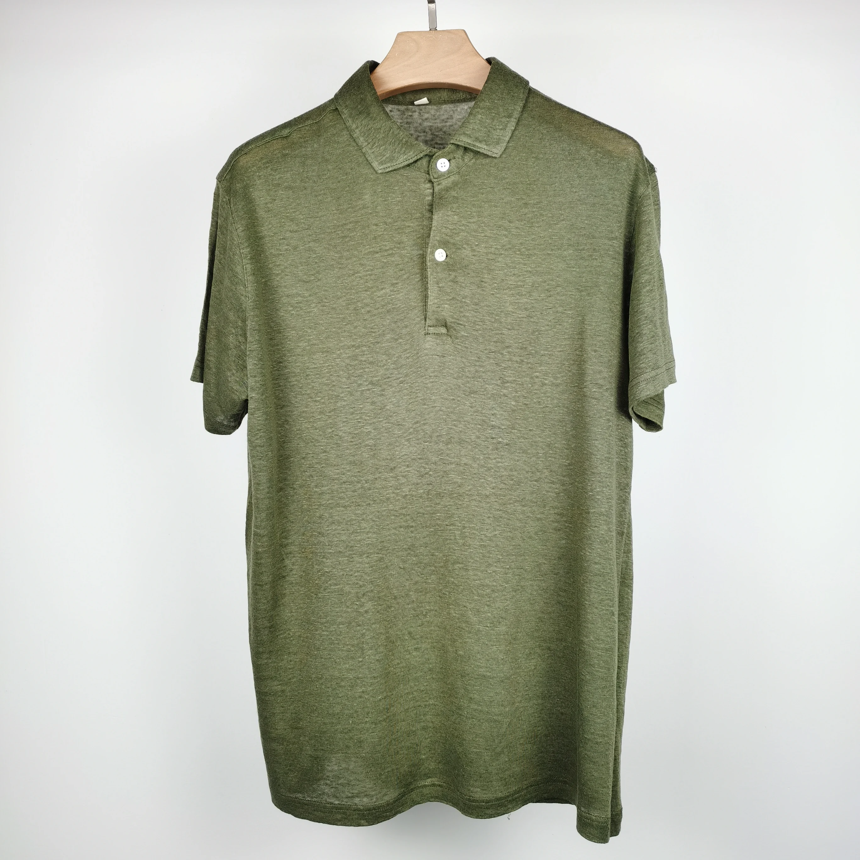 

fashion polo shirt 100% linen wholesale man polo Mens Classic Fit Mesh Summer Men's Casual Business OEM, Army green