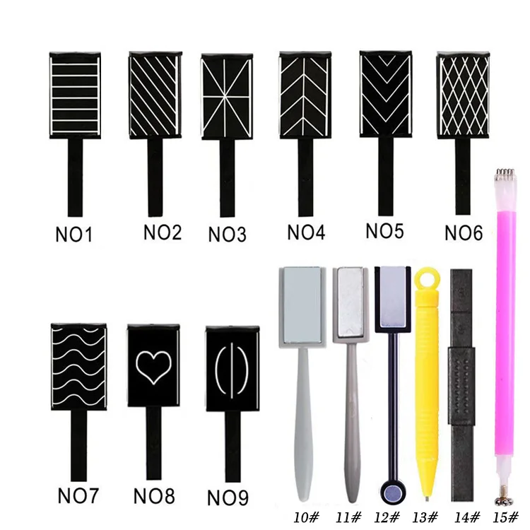 

20 designs option powerful multi-pattern pen magnet nail art tool for cat eye gel nail polish, Black