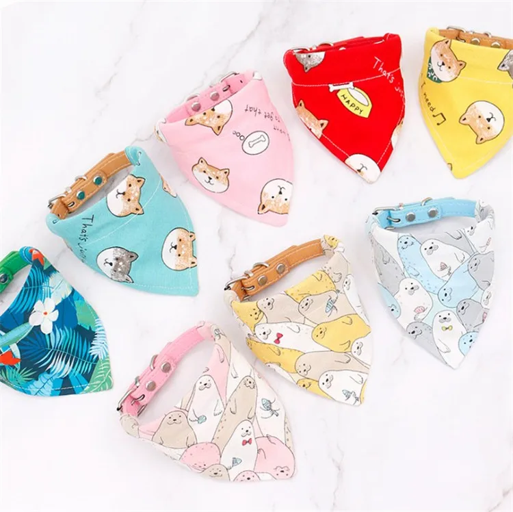 

Dogs Collar Luxury Colorful Cotton Linen Custom Print Logo Dog Scarf Bandana, Mang designs
