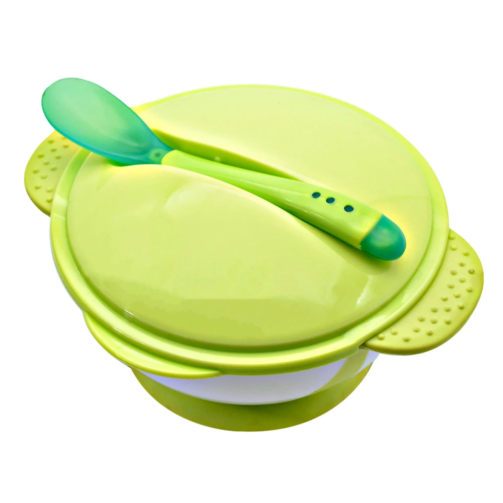 Hot Sale Feeding Baby Suction Bowl With Temperature sensing Baby Spoon