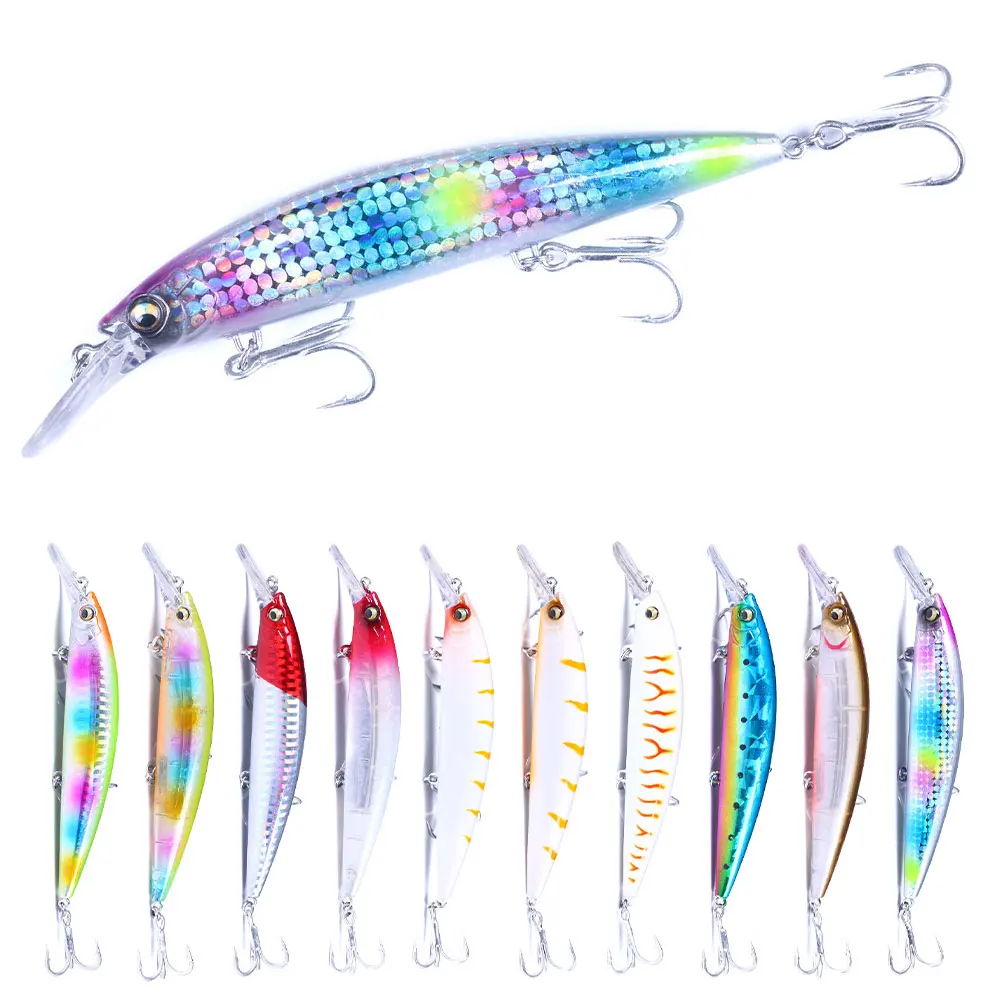 

13cm 36g New style artificial pesca fishing bait treble hook sinking deep diving minnow lure, As picture