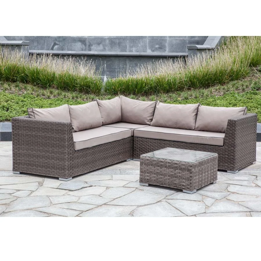 
Modern Design Outdoor Furniture Garden Wicker Corner Sofa Set Quality Rattan Garden Furniture 4-Piece Sectional Set 