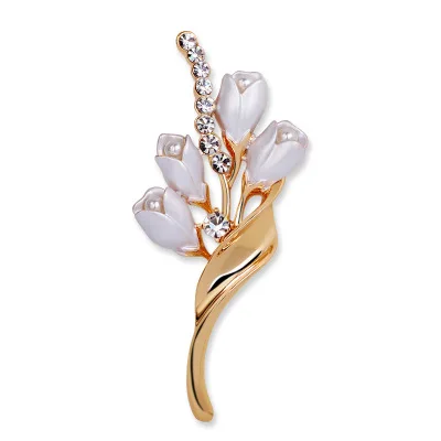 

Painting oil tulip pearl brooch simple temperament brooch accessories