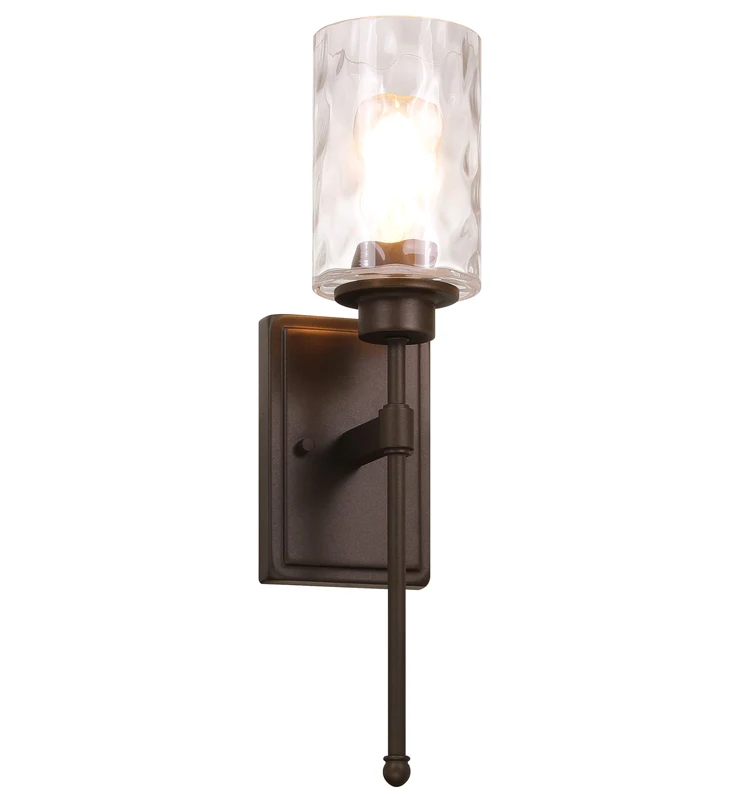 Classic 1 Light Glass Wall Light Bronze Wall Sconce, Bathroom Vanity Light for Bedroom & Living Room