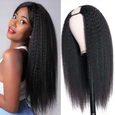 

Wholesale 100% Unprocessed Remy U Part Wigs Brazilian Human Hair For Black Woman Cheap Kinky Straight Yaki Wigs