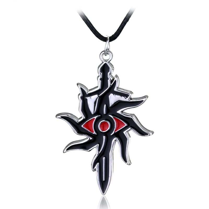 

Anime Naruto Necklace Black Sword Eye Pendant Necklace Leather Cord Necklace For Men Personality Jewelry Gift, Picture shows