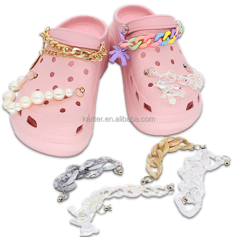 

2021 Wholesale Colorful Rubber Metal Plastic decoration accessories suitable shoes charm chains For croc charms chains, Picture