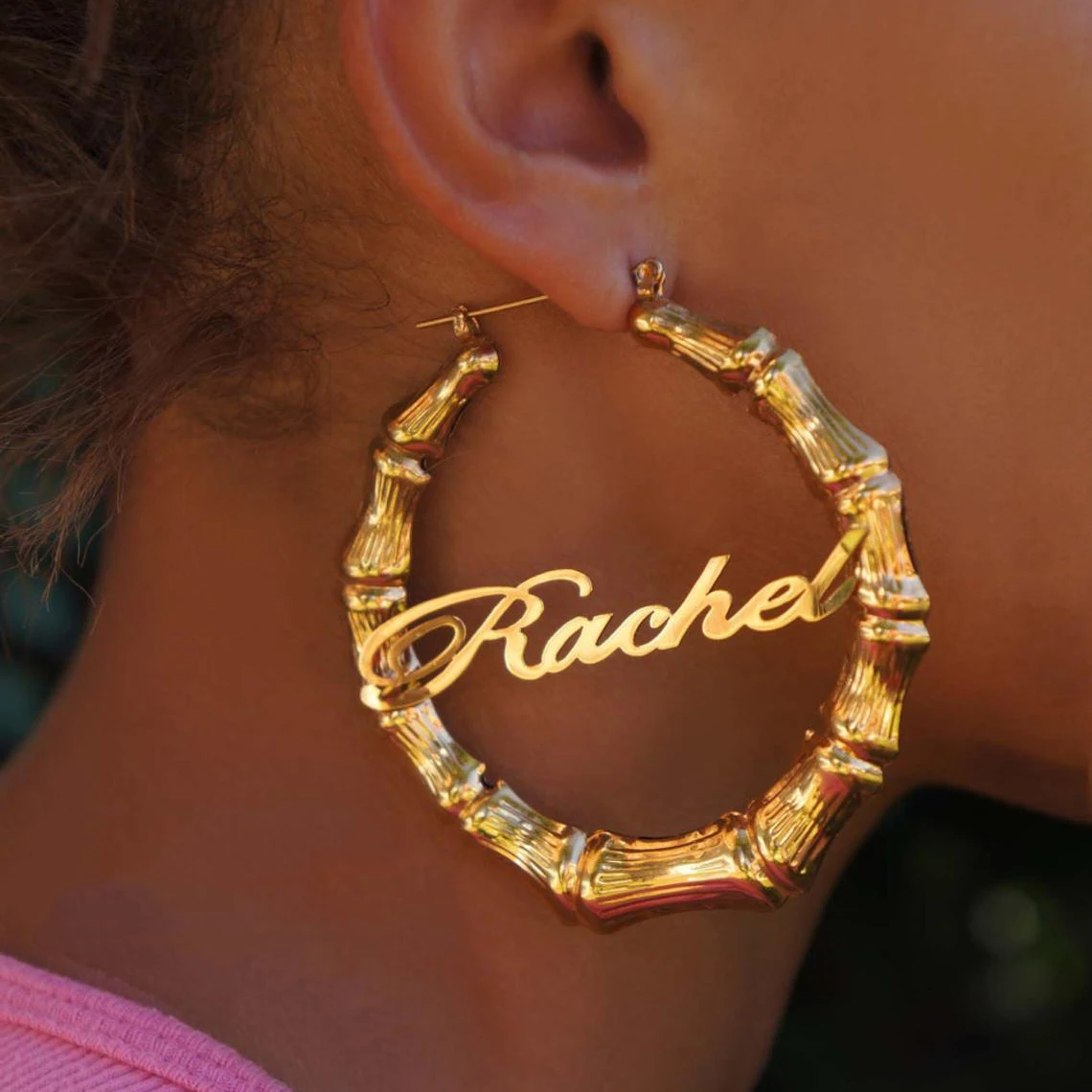 

Personalized Custom 9CM Huge Earrings Melanin Gold Bamboo custom name earrings plated, Silver,gold,rose gold