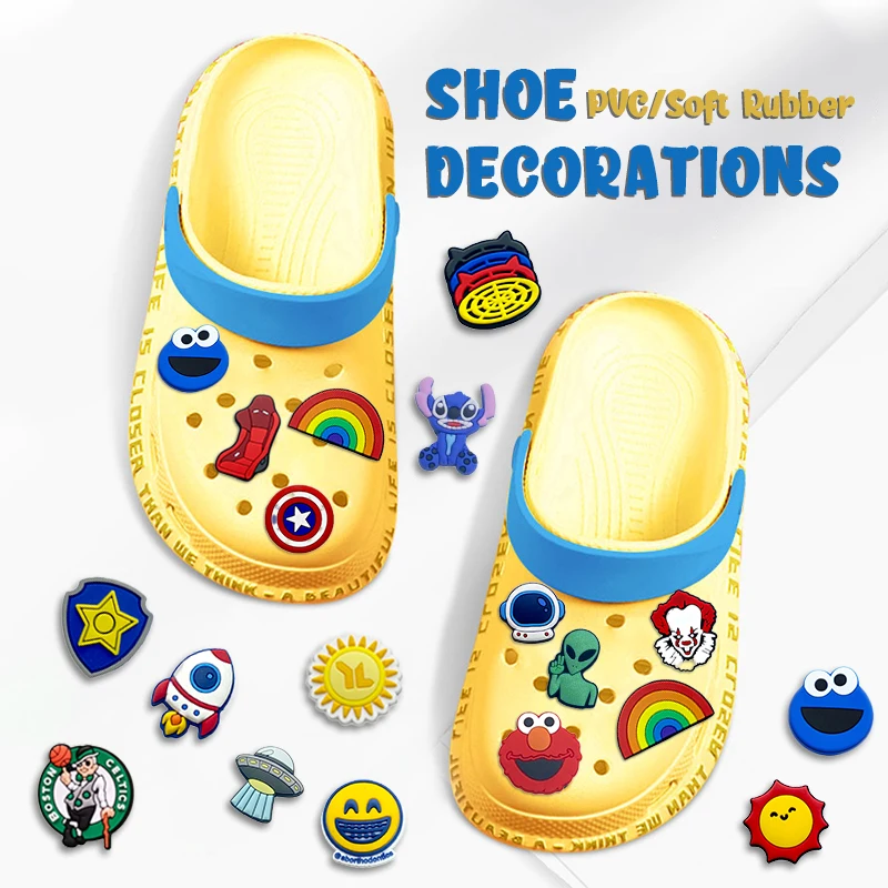 

High Quality Batch Hair Soft PVC Rubber Shoes Charm Accessories Hole Shoes Animation Cute Style Shoes, Customized