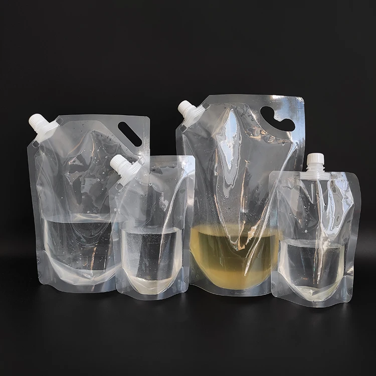 

wholesale 4 oz 100ml clear transparent plastic beverage drinking spout pouch with cap