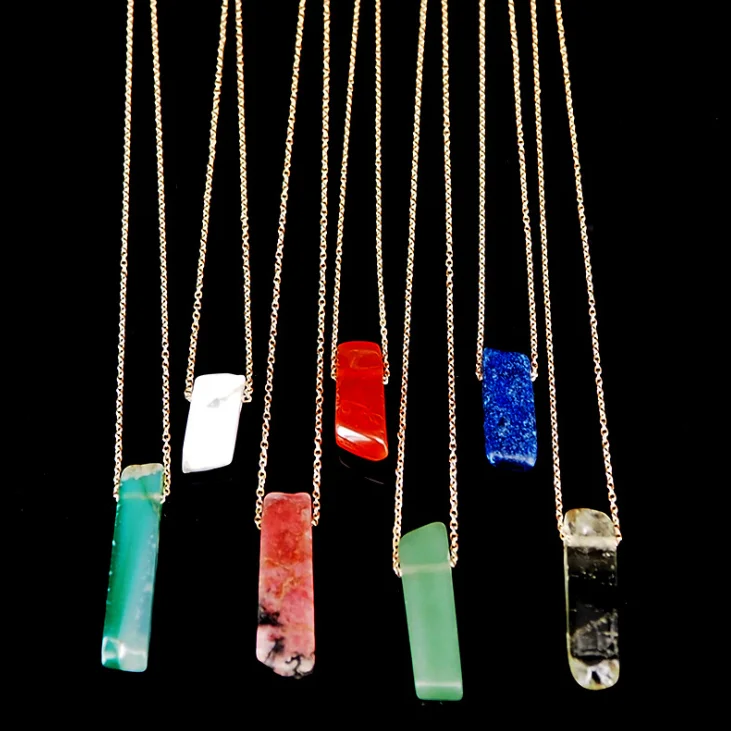 

Natural crystal natural stone choker sweater chain necklace Natural crystal pendant, Multi color available