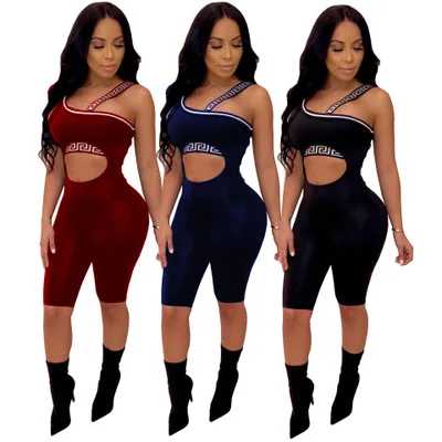 

CL-177 High Quality Women Leisure Solid Color Sport Jumpsuit Sleeveless Casual Jumpsuits for Women, As picture show