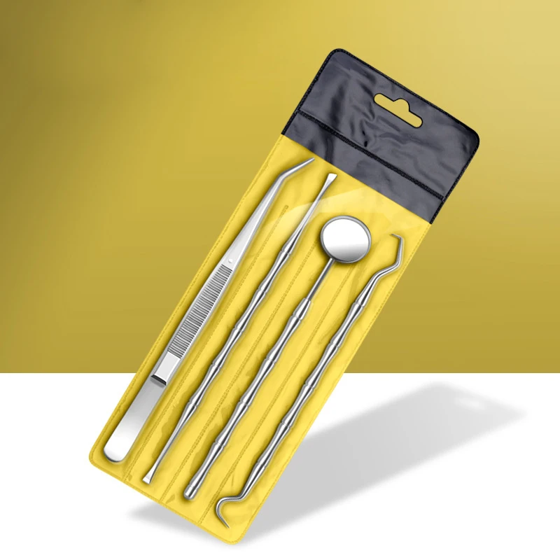 

4 PCS wholesale Stainless Steel Dental Tools Kit Teeth Tartar Scraper Mouth Mirror Dentists Pick Tool, Silver